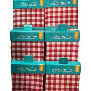 The Pioneer Woman Gingham Kitchen Curtain Set Red & White 3-Piece, Bundle of 6